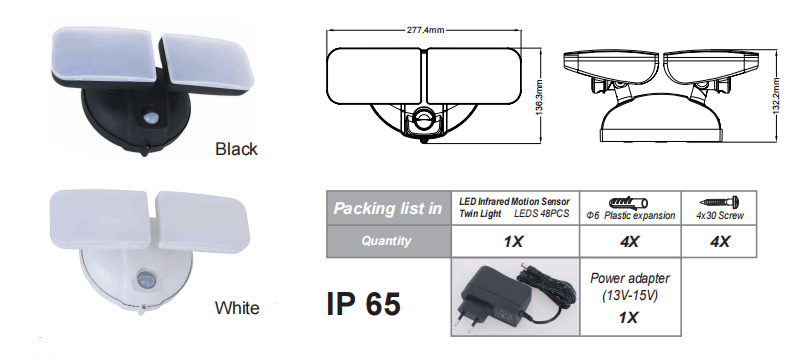 منبع نور دوگانه LED PD-2P-A: نگهبان هوشمند شب شما