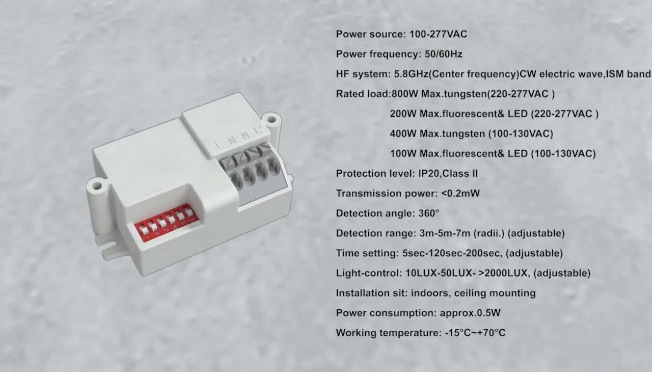 PDLUX سنسور حرکت مایکروویو PD-MV1031-5.8GHz 360 درجه برای روشنایی و امنیت هوشمند راه اندازی می کند