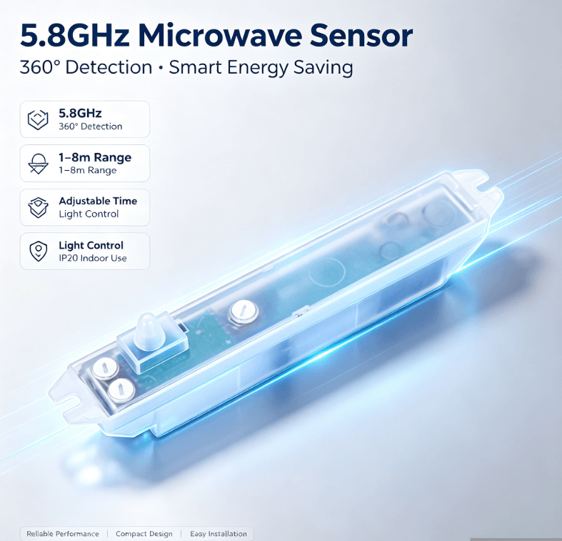 سنسور مایکروویو PD-MV1020 5.8GHz | نصب پنهان، محرک های نادرست کمتر برای روشنایی